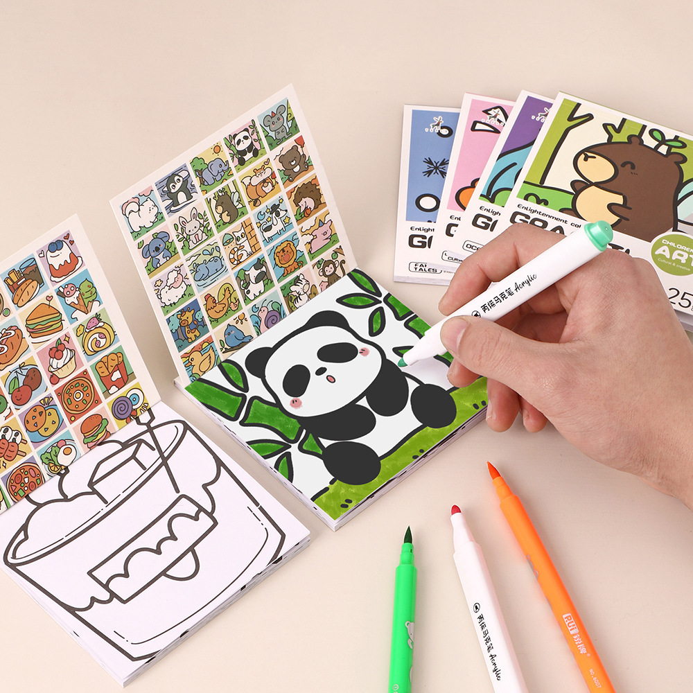 Art Craft Book - 漫画ハンディぬりえブック 25 枚ミニ水彩ぬりえブックノートカラーブック芸術工芸品