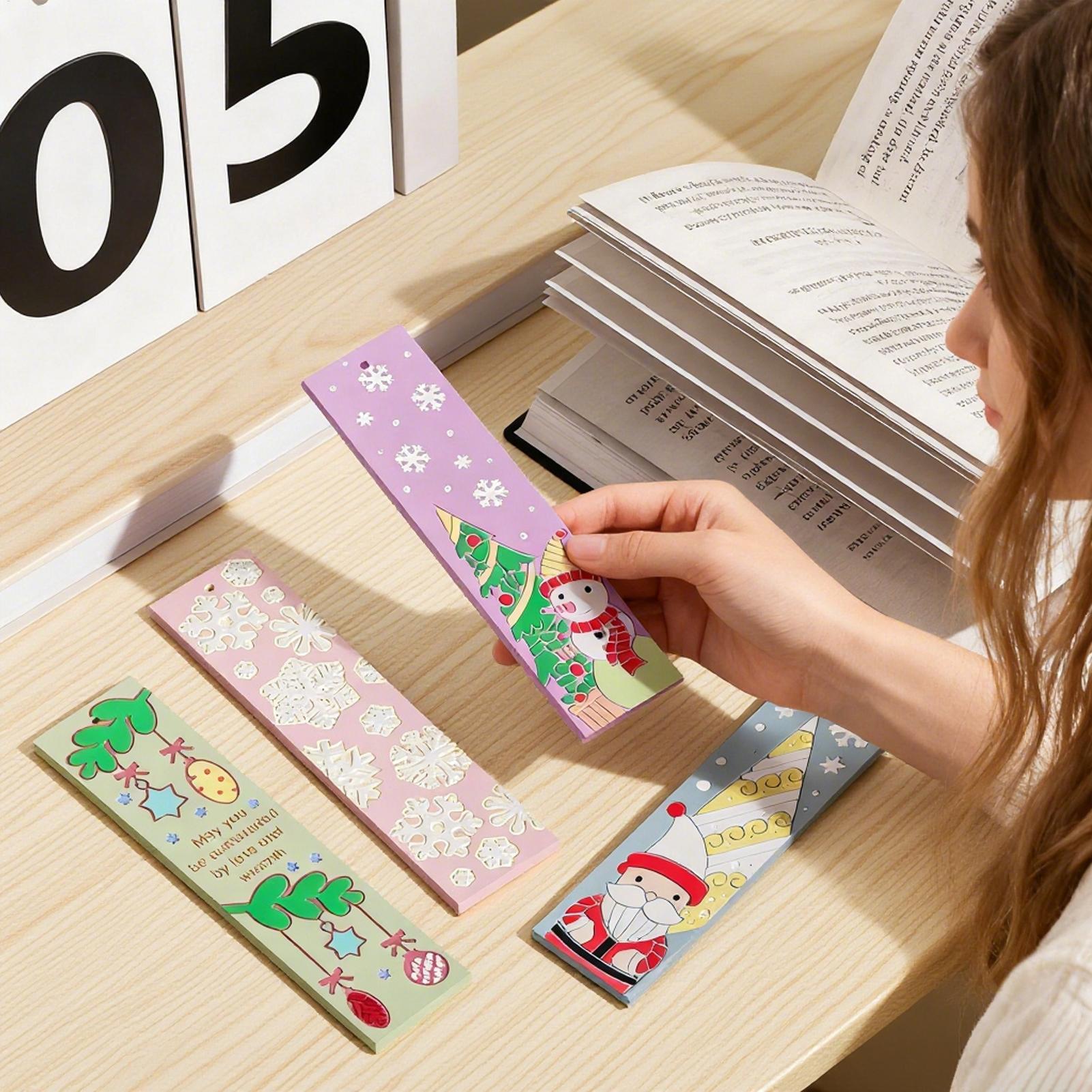 Art Craft Book - ブックマーク型 4 個 シリコーン クリスマス ブックマーク