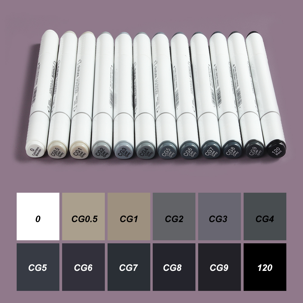 Illustration Marker Set - THOTUNE 12 色ウォームグレークールグレーカラーデュアルヘッドマーカーペンアルコールスケッチマーカー学校アートデザインマーカー用品