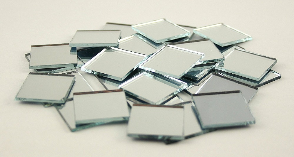 Art Craft Mirror - 小さなガラス製の手作りミラー,2x2cmの正方形のガラス,バルク,モザイクタイル,100個