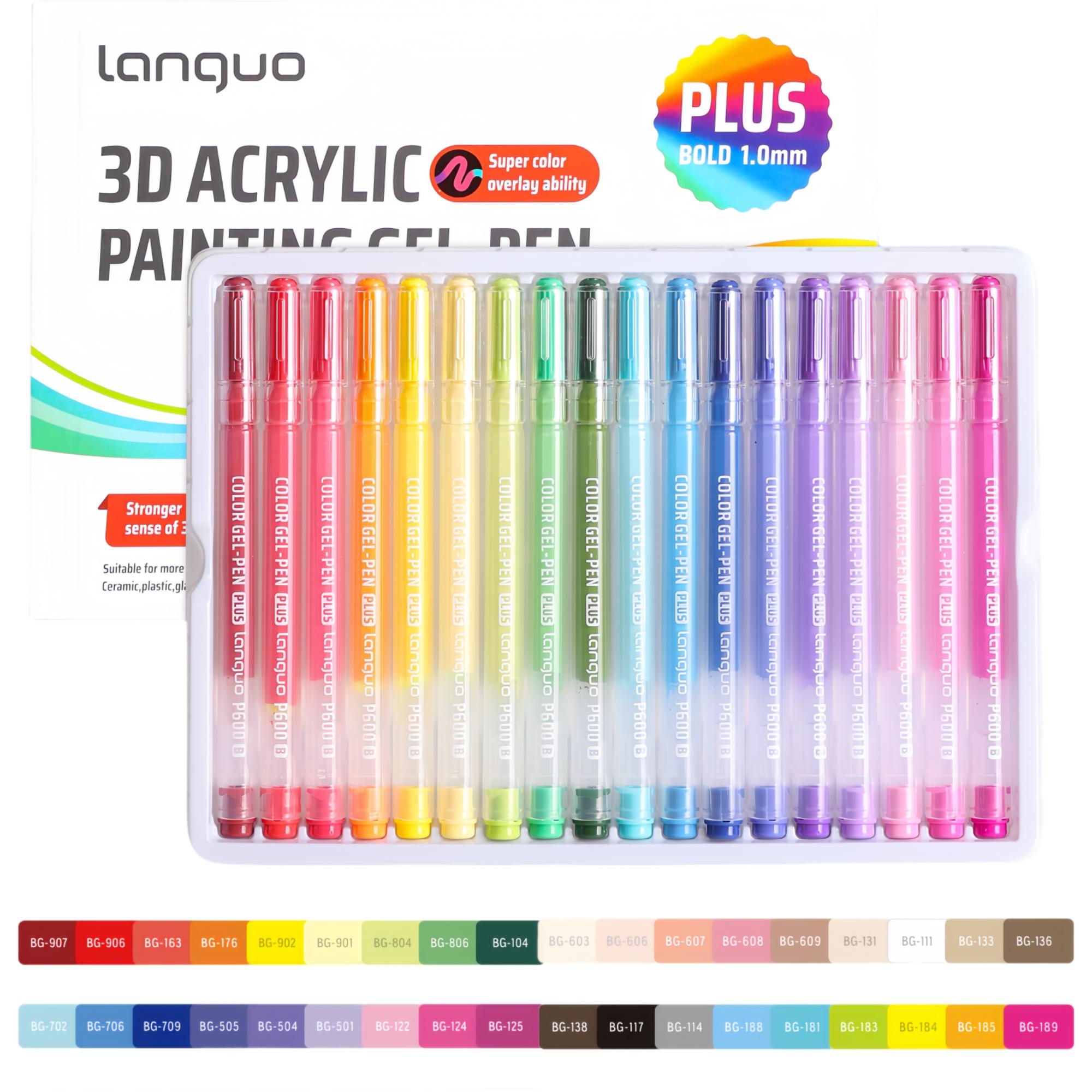 Illustration Marker Set - ラングオ 54色 3D効果 アクリルマーカーセット 可愛い文房具 ジェリー描画ペン