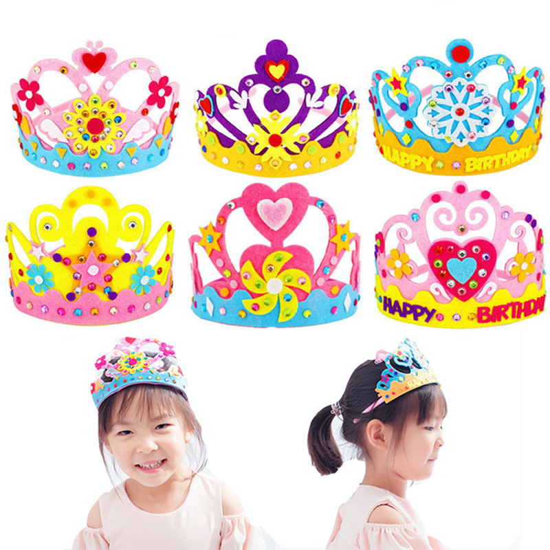 Art Craft For Toddlers - DIY 工芸品おもちゃクラウンクリエイティブ紙スパンコール花星パターンのおもちゃ子供のための子供幼稚園アートパーティーの装飾