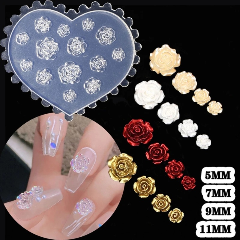 Art Craft Rose - 3D ローズフラワーネイルアートデコレーションエポキシ樹脂モールドネイルオーナメントシリコーンモールド DIY 工芸品ジュエリー鋳造ツール