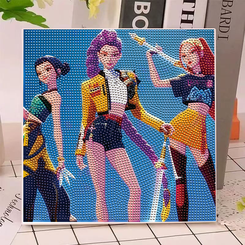 Art Craft Materials - アニメハンターズ ガールズ ルミ ミラ ゾイ ダイヤモンドペインティングキット