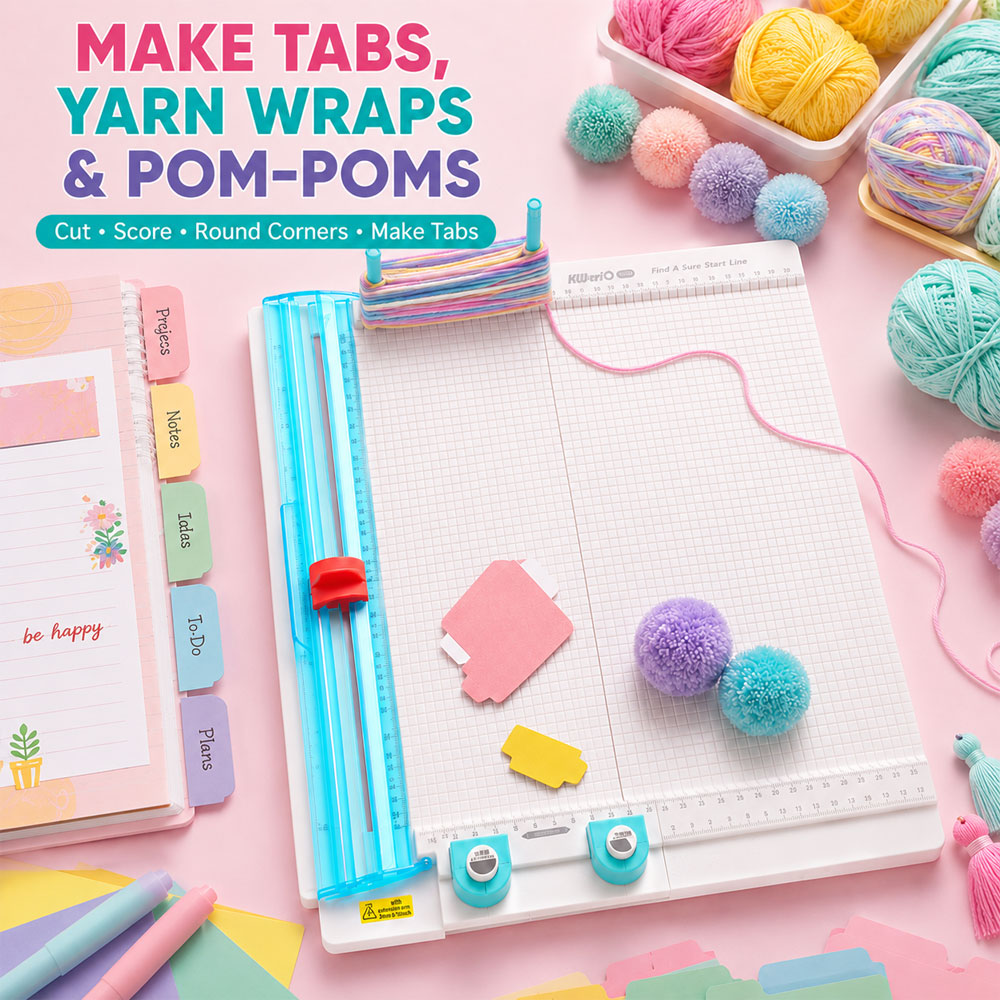 Art Craft Board - 7-in-1ペーパーカッター＆スコアリングボード、10枚用折りたたみ式クラフトカッター、カード、仕切りタブ、スクラップブック、ポンポン、DIYアート用
