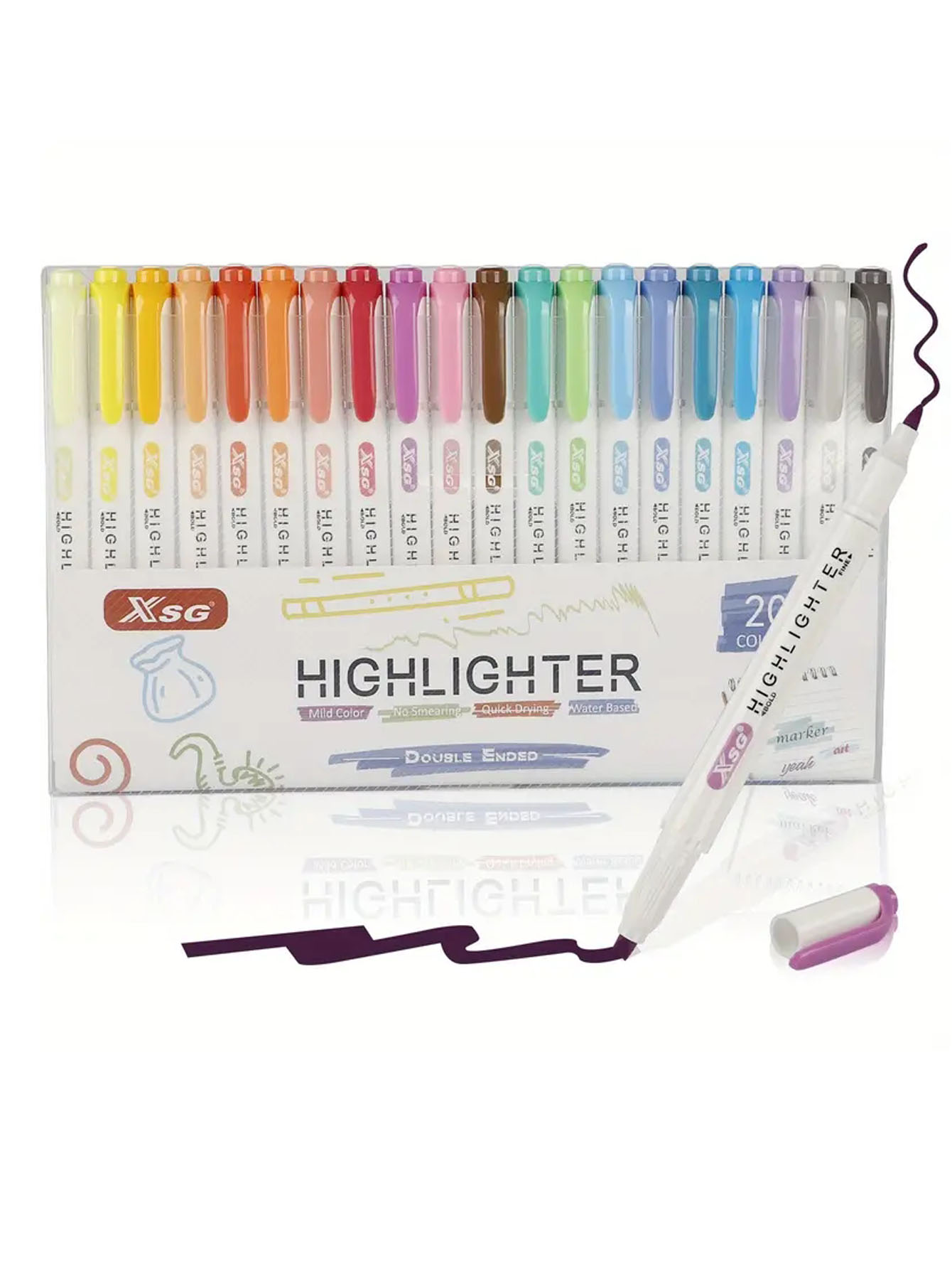 Illustration Marker Set - 蛍光マーカー,20色,芸術,落書き,絵画,水彩ペン,新学期,ギフト