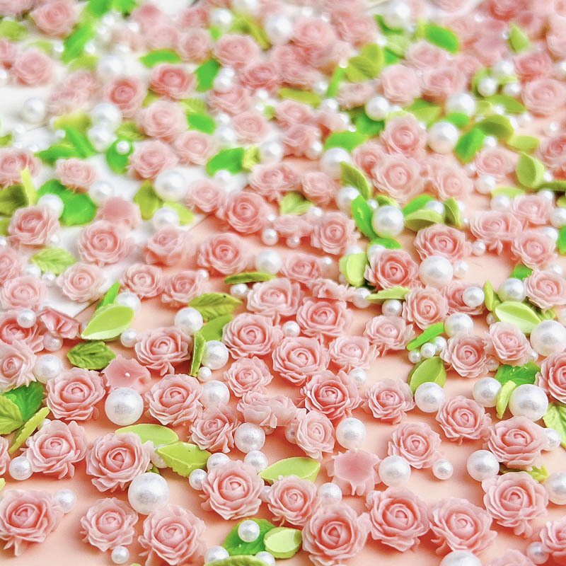 レジンの花の形をしたネイルチャーム,ジュエリー作りのための葉 - Art Craft Rose のレビューと価格
