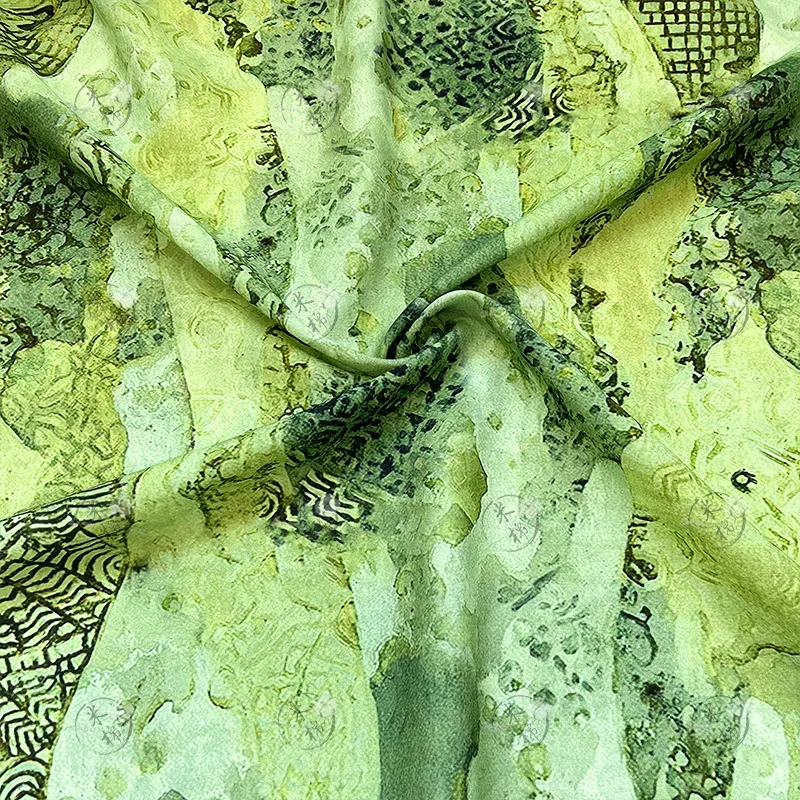 緑色のインク染め油絵風ブロケード綿生地ソフトコットンシルクデ - Silk Painting Dye のレビューと価格