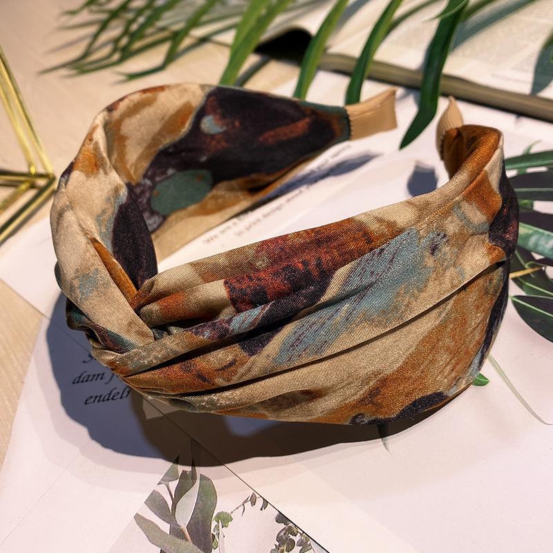 タイダイプリントヘッドバンド - ヴィンテージ油絵風ワイドデ - Silk Painting Dye のレビューと価格