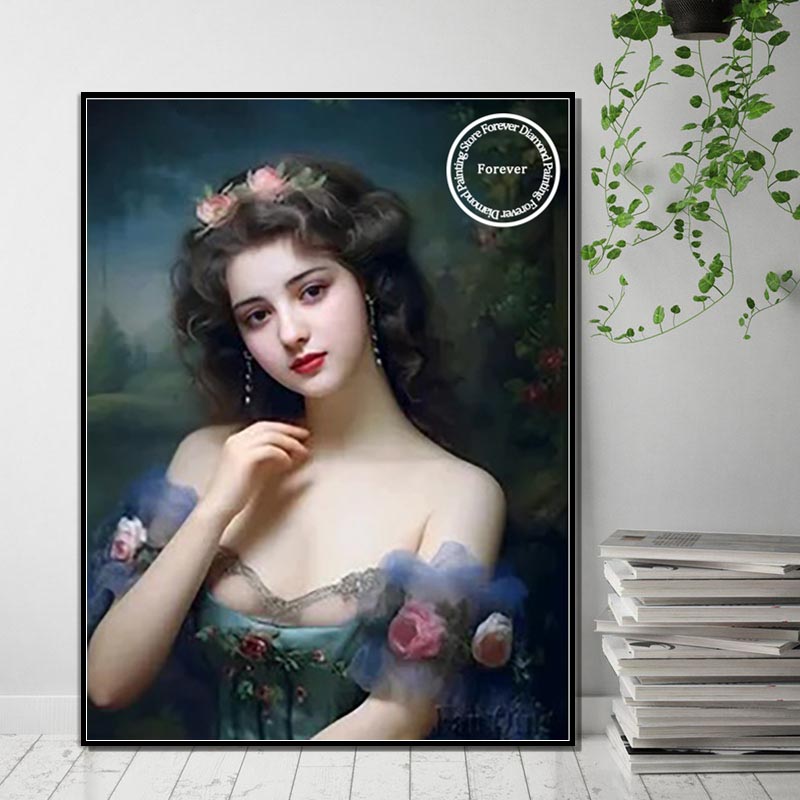 現代の AI アートダイヤモンド塗装美しい女性の花帽子ポート - Art Craft Ai のレビューと価格