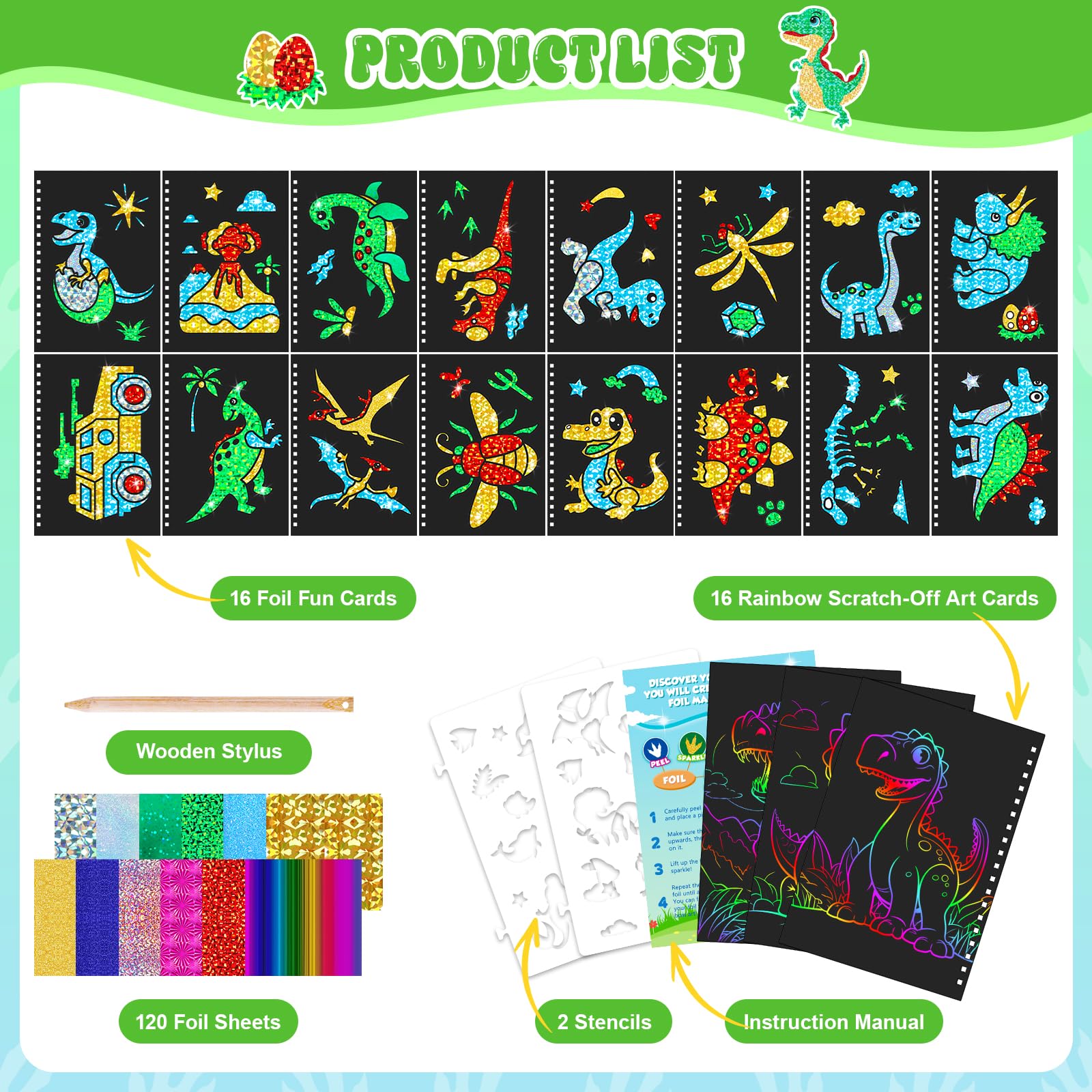 恐竜スクラッチアートブック 子供用 ホイルとスクラッチアート - Art Craft Book のレビューと価格