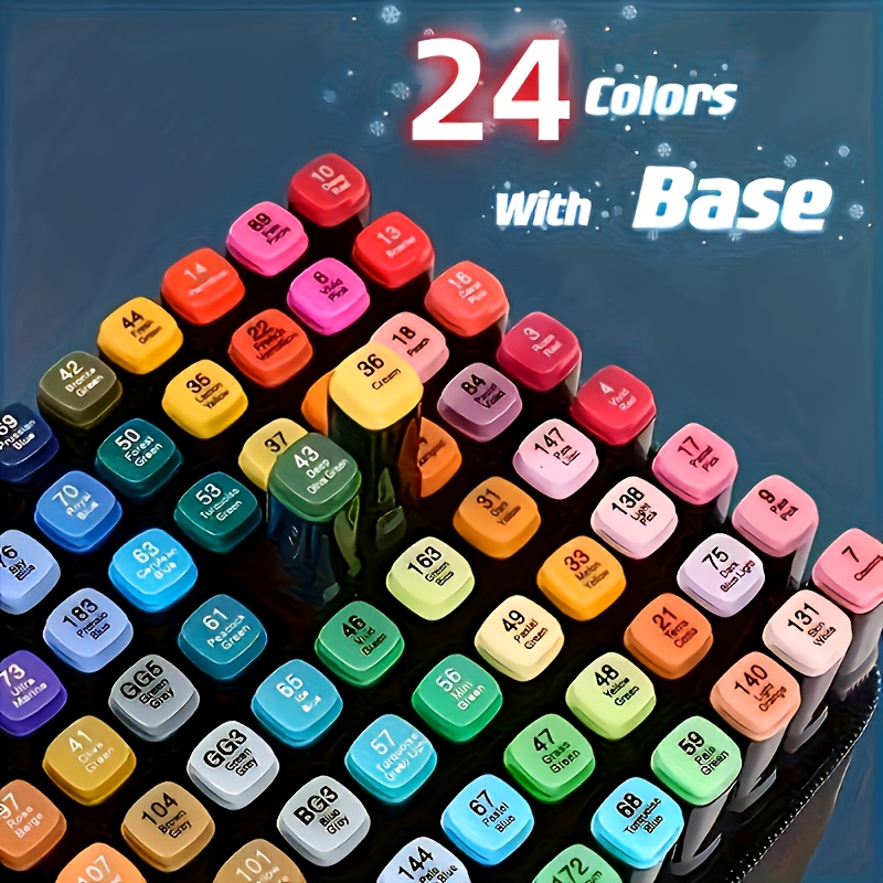 24色アートマーカーペン、デュアルチップ描画ペン、描画、着色 - Illustration Marker Set のレビューと価格