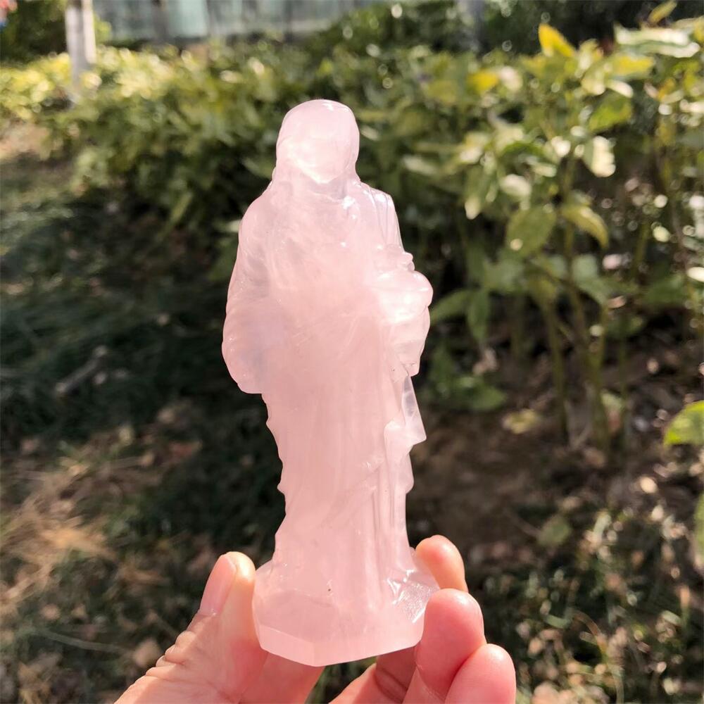 10 センチメートルローズクォーツイエス彫刻像石クリスタル彫 - Art Craft Rose のレビューと価格