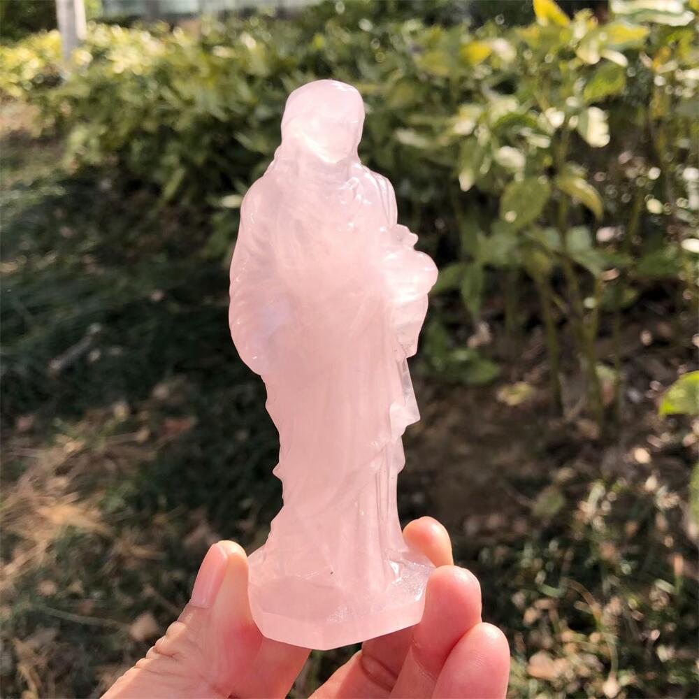 10 センチメートルローズクォーツイエス彫刻像石クリスタル彫 - Art Craft Rose のレビューと価格