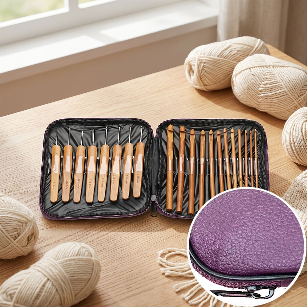 74個入り竹製かぎ針セット、毛糸編み工芸用裁縫道具、携帯用収 - Art Craft Materials のレビューと価格