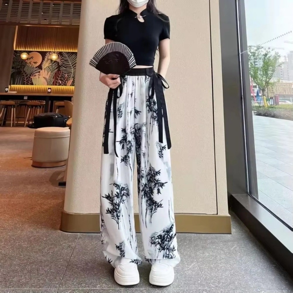 カジュアルアイスシルク水墨画カジュアルパンツ中国風絞り染めス - Silk Painting Dye のレビューと価格