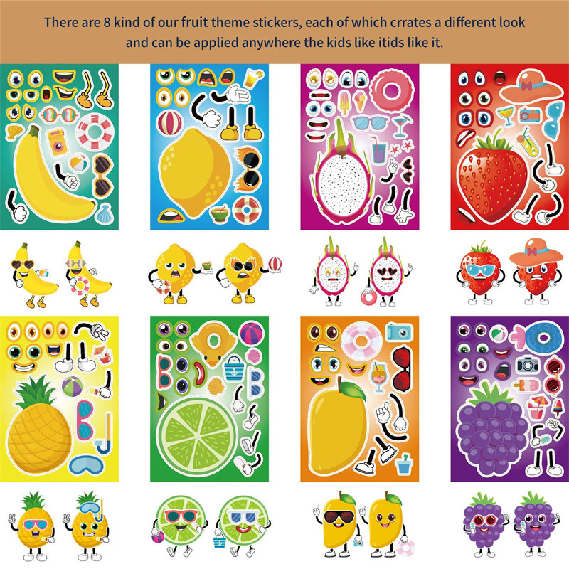 6-24 シート独自のフルーツステッカー漫画夏ハワイキャラク - Art Craft For Toddlers のレビューと価格