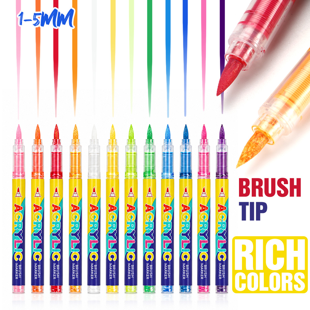 12 色アクリルブラシマーカーセットソフトチップペイントペン - Illustration Marker Set のレビューと価格