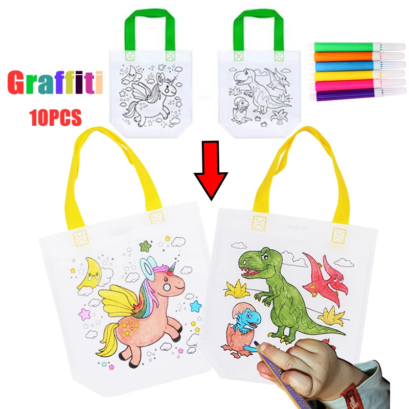 1-10 個セット DIY グラフィティバッグ マーカー付き - Art Craft For Toddlers のレビューと価格