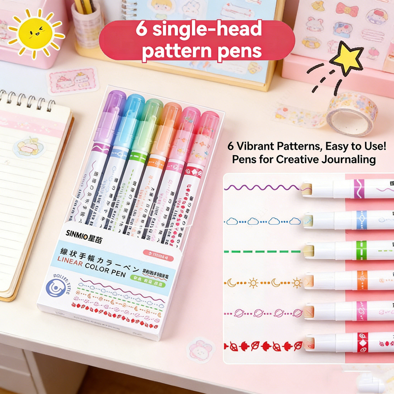6-24本/セット 花柄ラインシェイプ蛍光ペン ローラーチッ - Illustration Marker Set のレビューと価格
