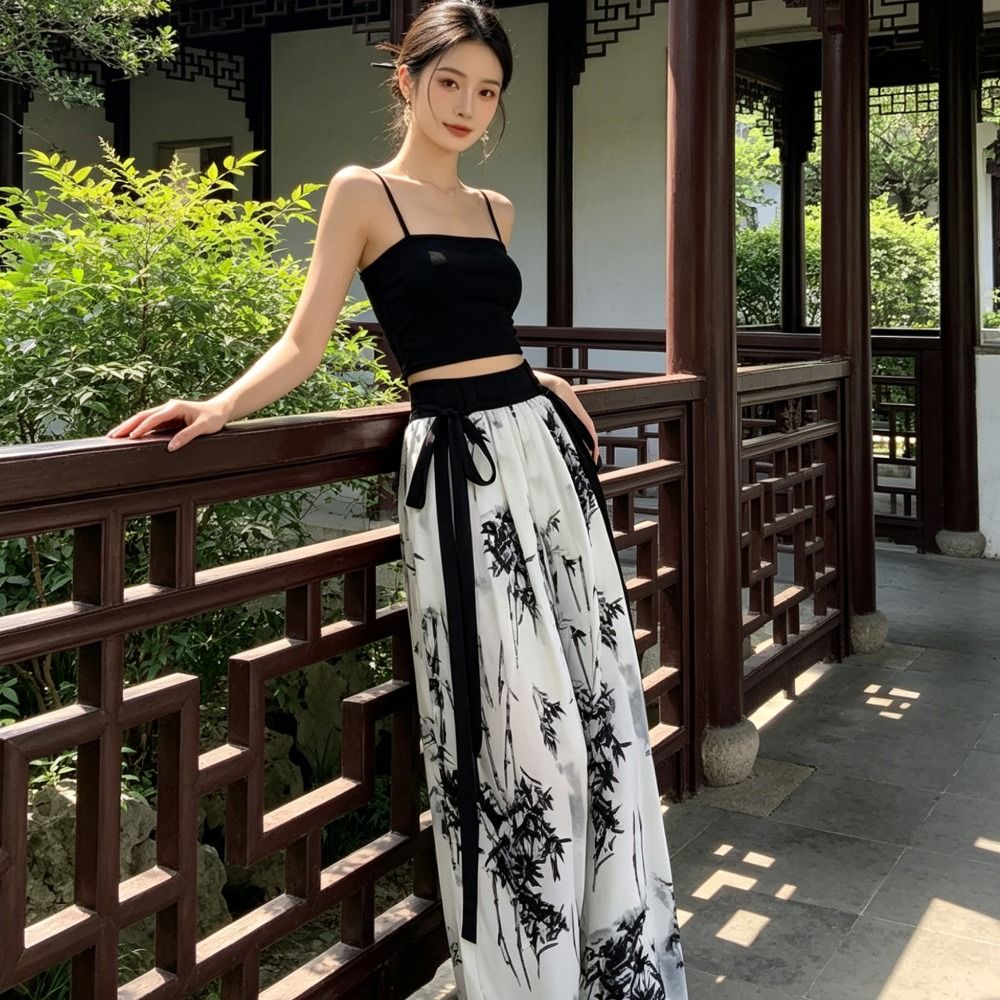通気性のあるアイスシルク水墨画カジュアルパンツ絞り染め中国風 - Silk Painting Dye のレビューと価格