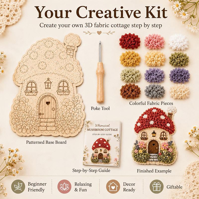 3Dマッシュルームハウス ポケアート DIYキット 布製パン - Art Crafts のレビューと価格