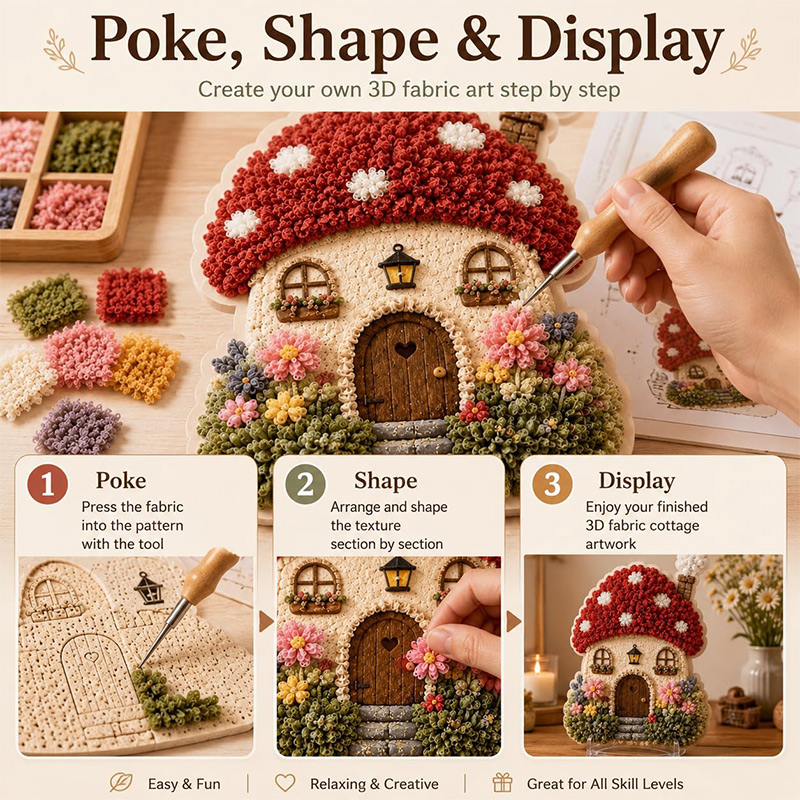 3Dマッシュルームハウス ポケアート DIYキット 布製パン - Art Crafts のレビューと価格