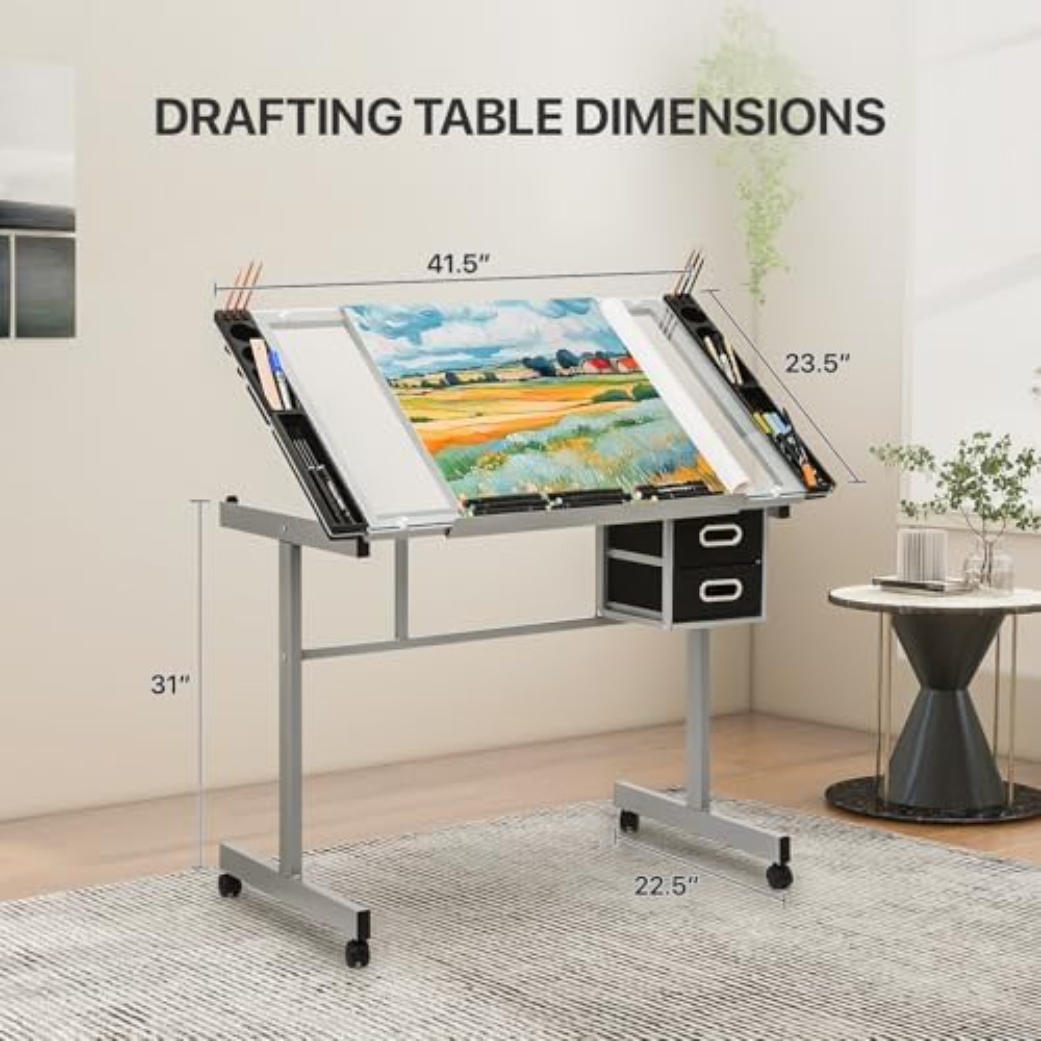 大人・ティーン向けプロフェッショナル製図台、ライトグレー | - Art Crafts のレビューと価格
