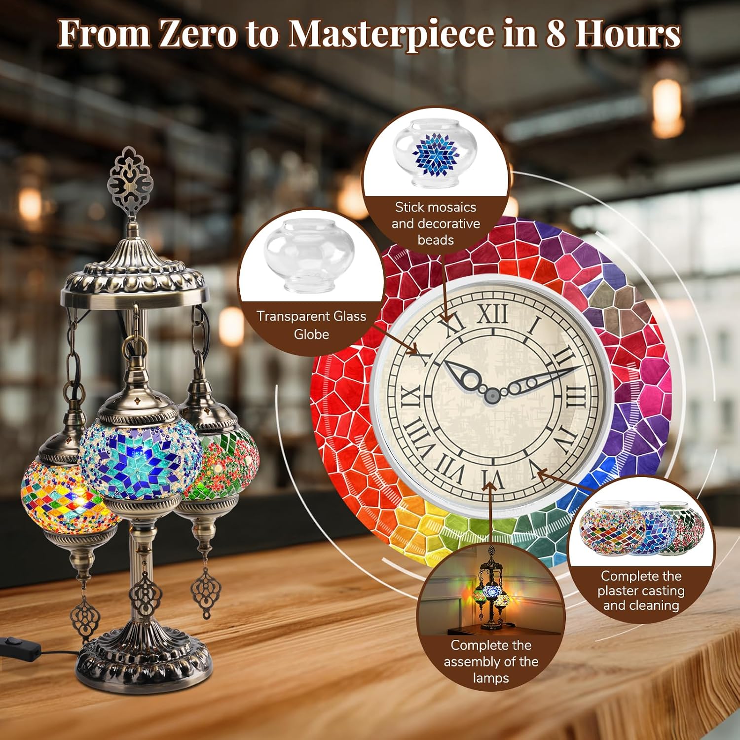 DIY 3グローブトルコモザイクランプキット、高さ23インチ - Art Crafts のレビューと価格