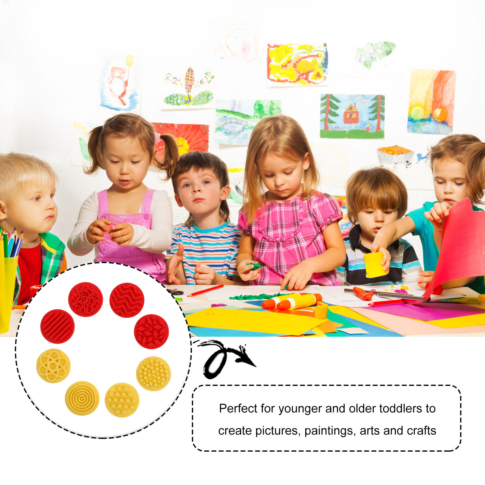 幼児向け安全スタンプ8個セット 絵画・描画・工作・早期学習用 - Art Craft For Toddlers のレビューと価格
