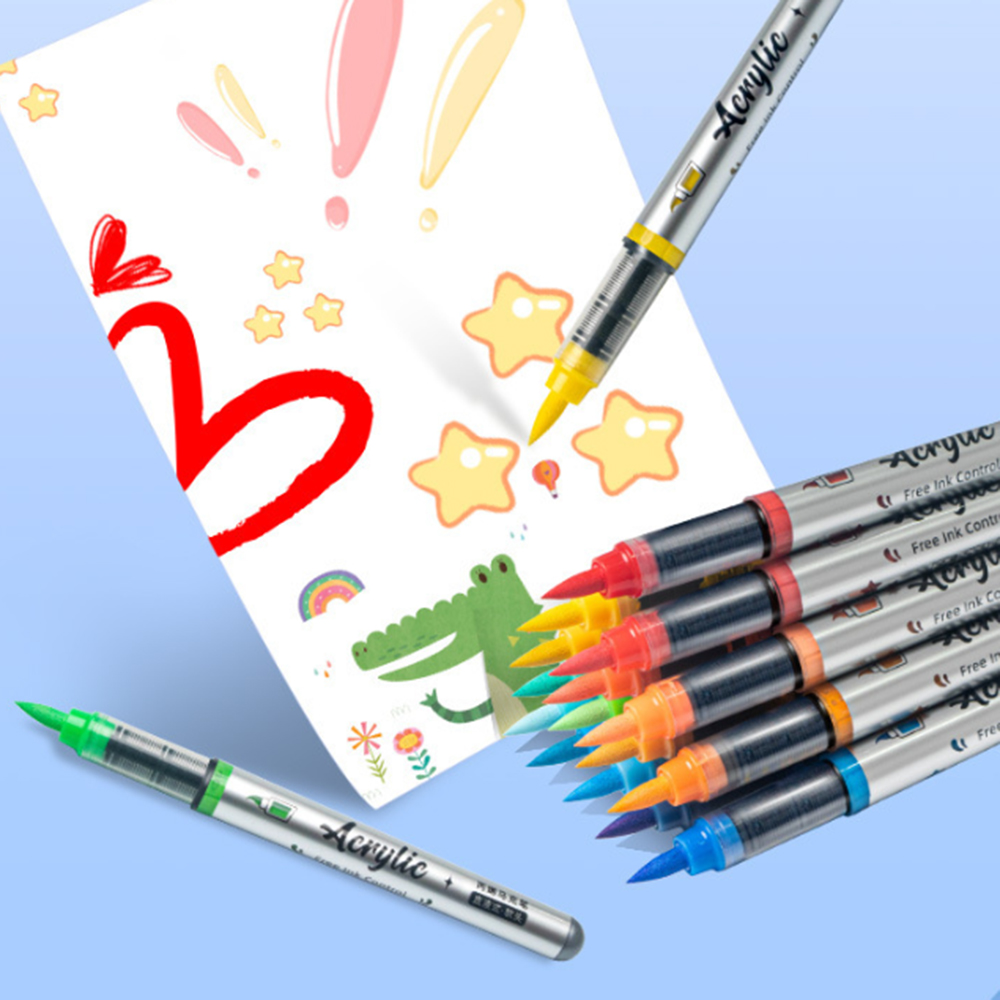 12本入りアクリルペイントペンセット ブラシチップ アクリル - Illustration Marker Set のレビューと価格