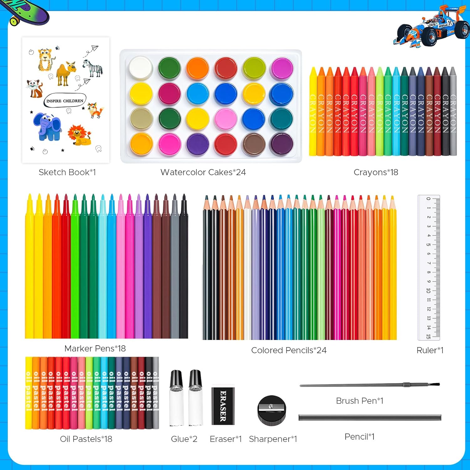 110個入りアート＆クラフト用品セット、塗り絵ペンセット、マ - Illustration Marker Set のレビューと価格
