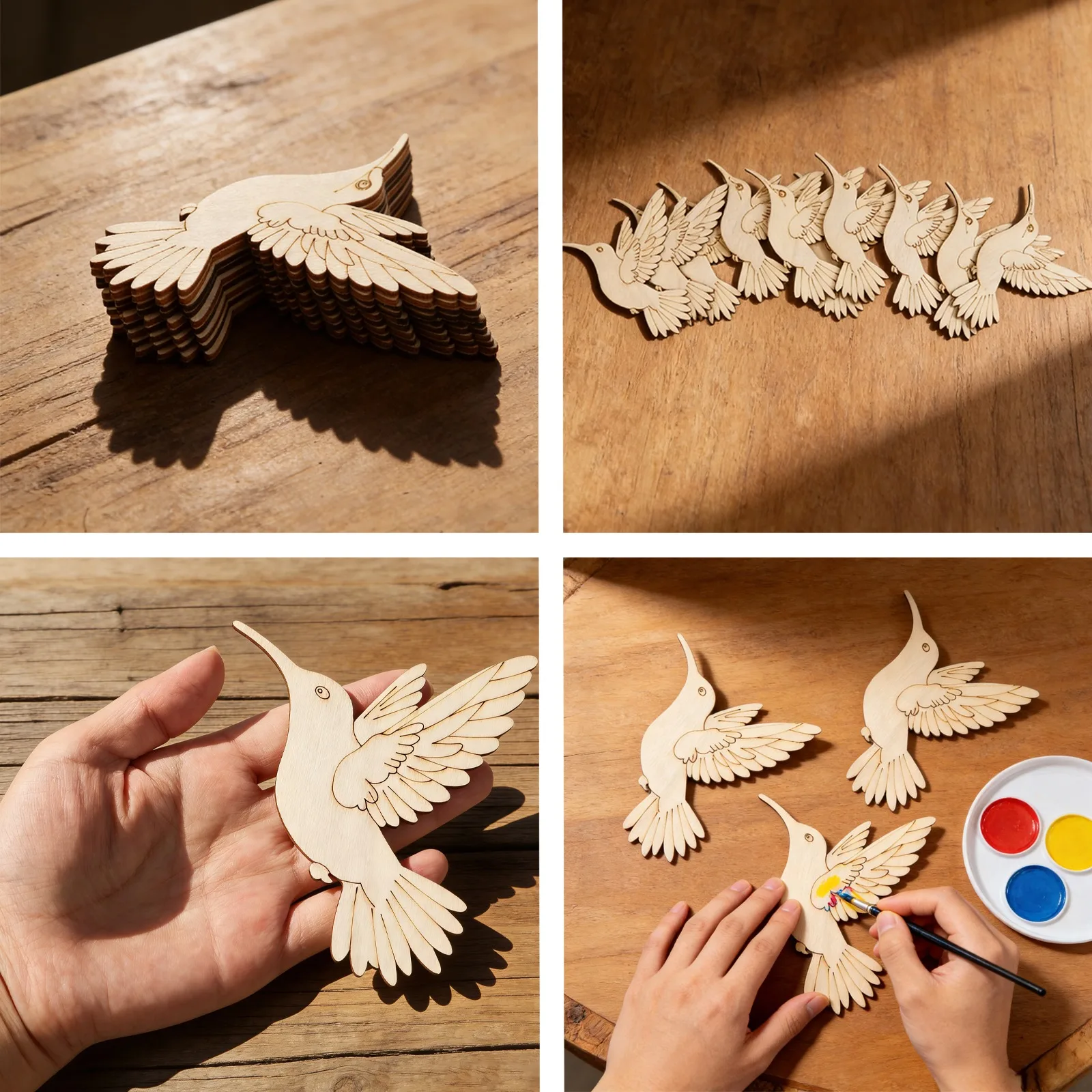10個入り未完成木製動物鳥の切り抜き、木製吊り下げ飾り用木製 - Art Crafts のレビューと価格