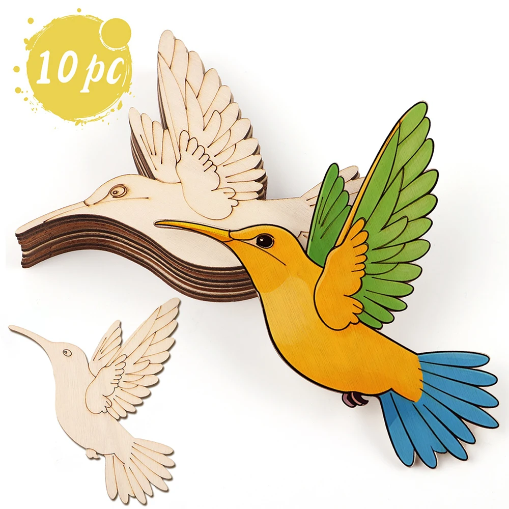 10個入り未完成木製動物鳥の切り抜き、木製吊り下げ飾り用木製 - Art Crafts のレビューと価格