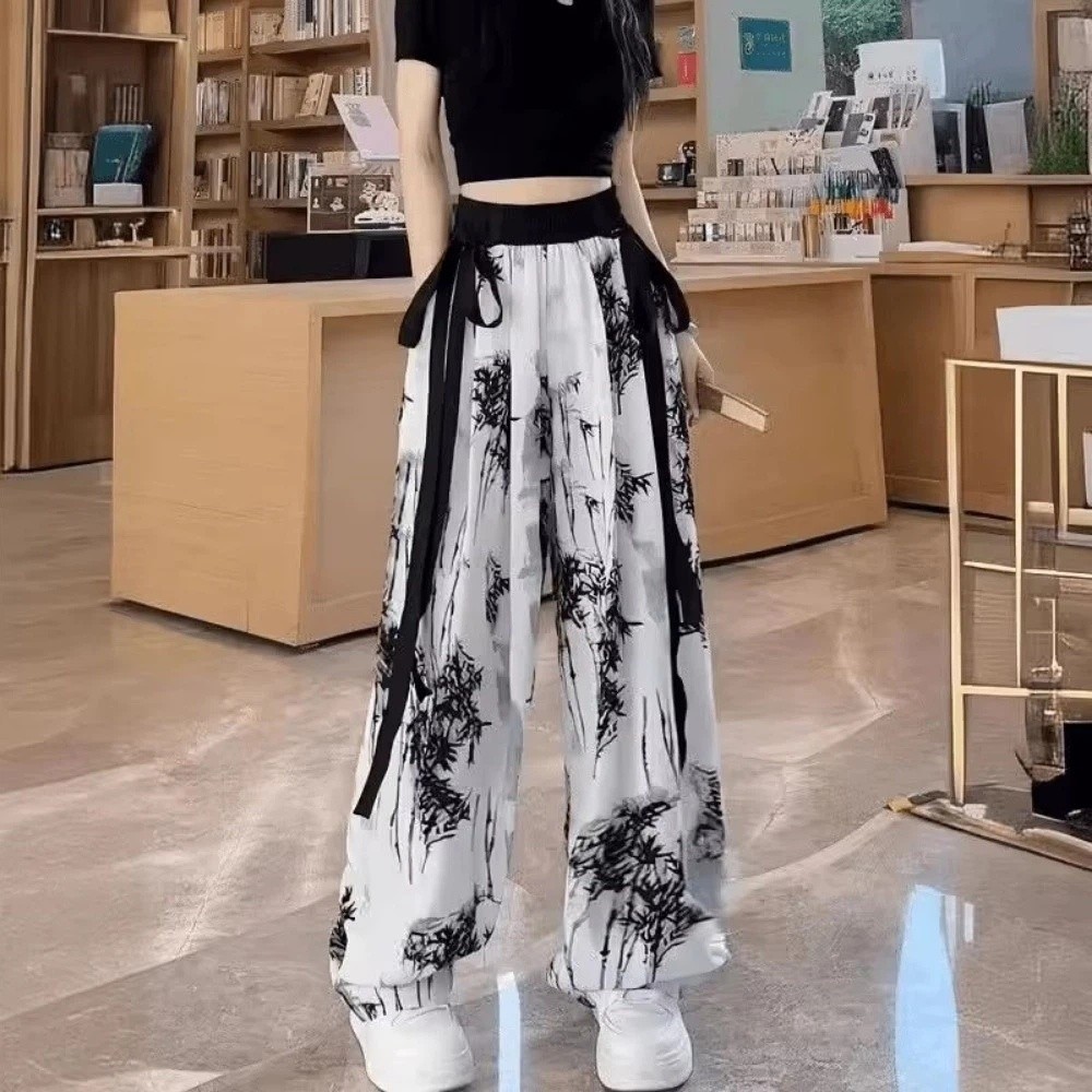 レトロアイスシルク水墨画カジュアルパンツ絞り染め夏ワイドレッ - Silk Painting Dye のレビューと価格