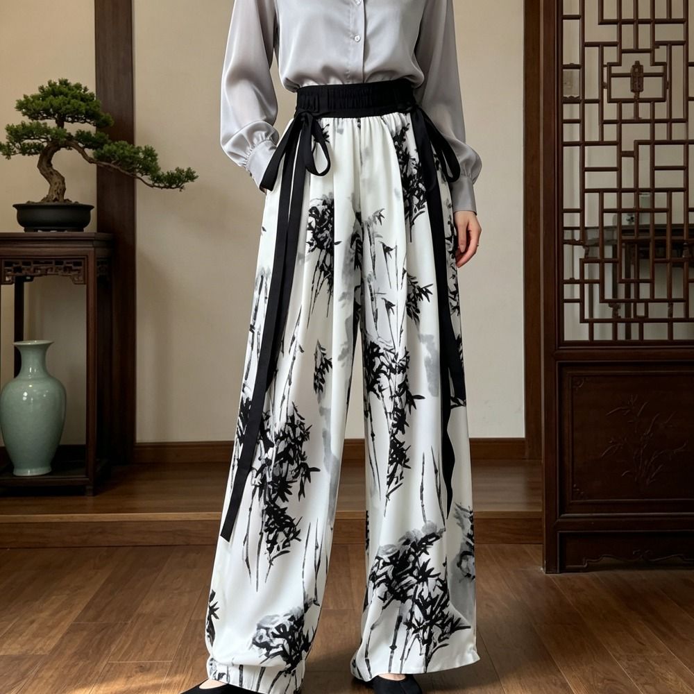 アイスシルク水墨画カジュアルパンツ絞り染め中国風ストレートパ - Silk Painting Dye のレビューと価格