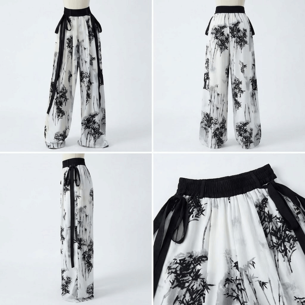 アイスシルク水墨画カジュアルパンツ絞り染め中国風ストレートパ - Silk Painting Dye のレビューと価格