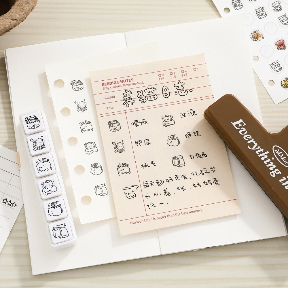 6 個かわいいデザイン猫感情スタンププラスチックハンドル日常 - Art Craft Board のレビューと価格
