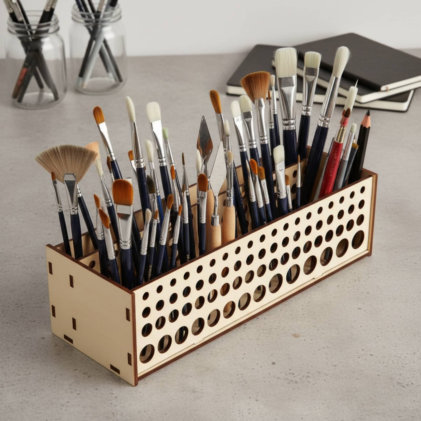 ペイントブラシラック 67穴 木製ブラシスタンド ペイントブ - Art And Craft Studio のレビューと価格