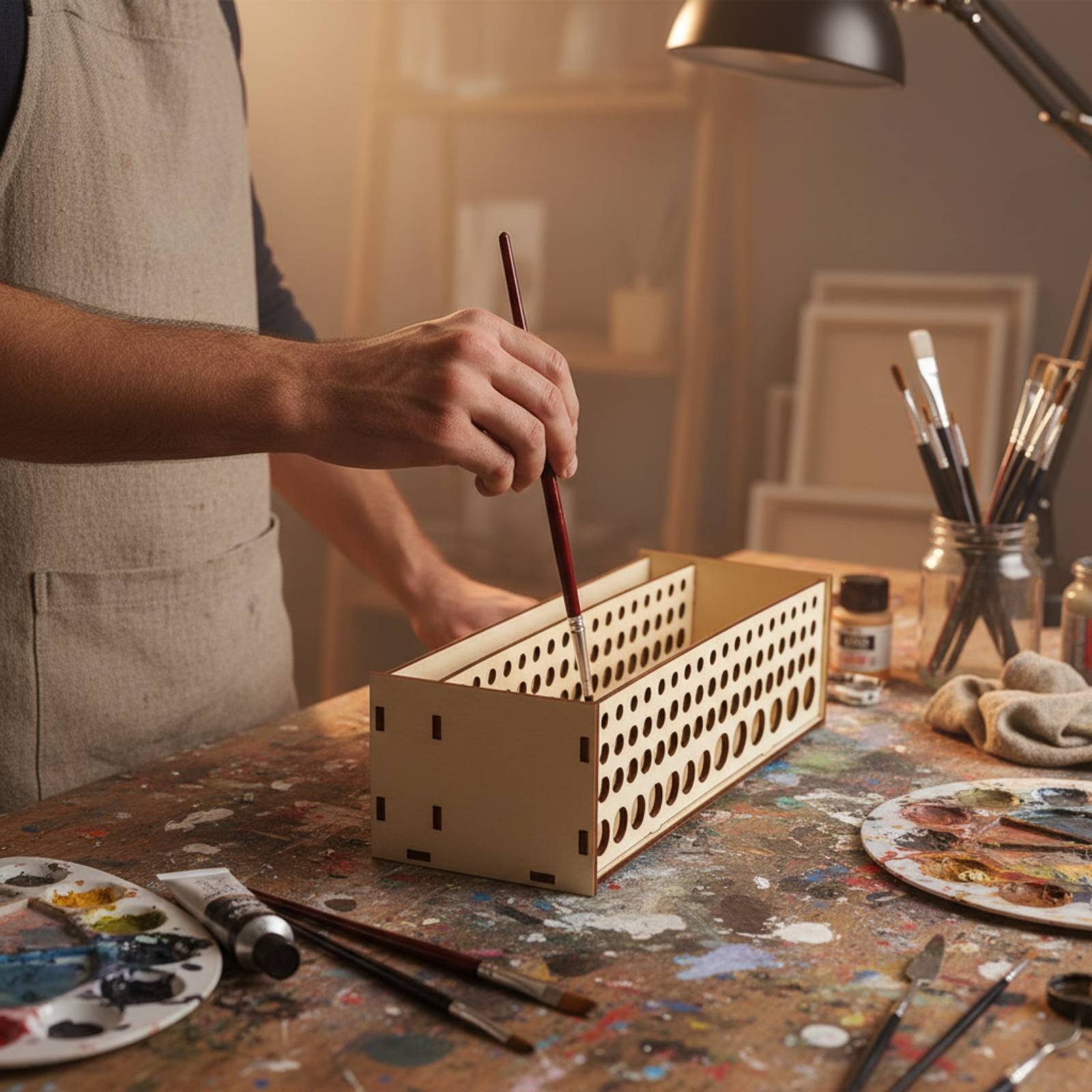 ペイントブラシラック 67穴 木製ブラシスタンド ペイントブ - Art And Craft Studio のレビューと価格