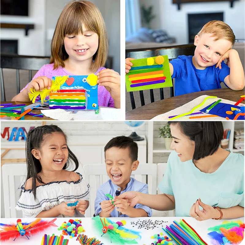 1000 個キッズクラフト画材キットパイプクリーナーポンポン - Art Craft For Toddlers のレビューと価格