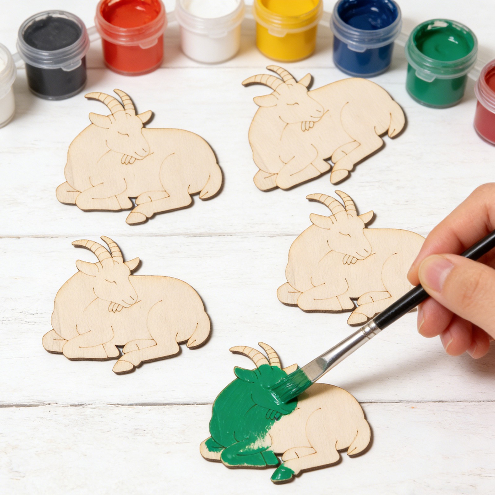 10個/セット 未完成の木製羊の動物オーナメント 木製クラフ - Art Crafts のレビューと価格
